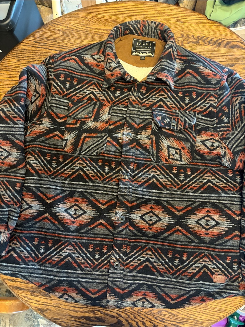 Jachs Patterned Black & Rust Aztec Shirt Jacket